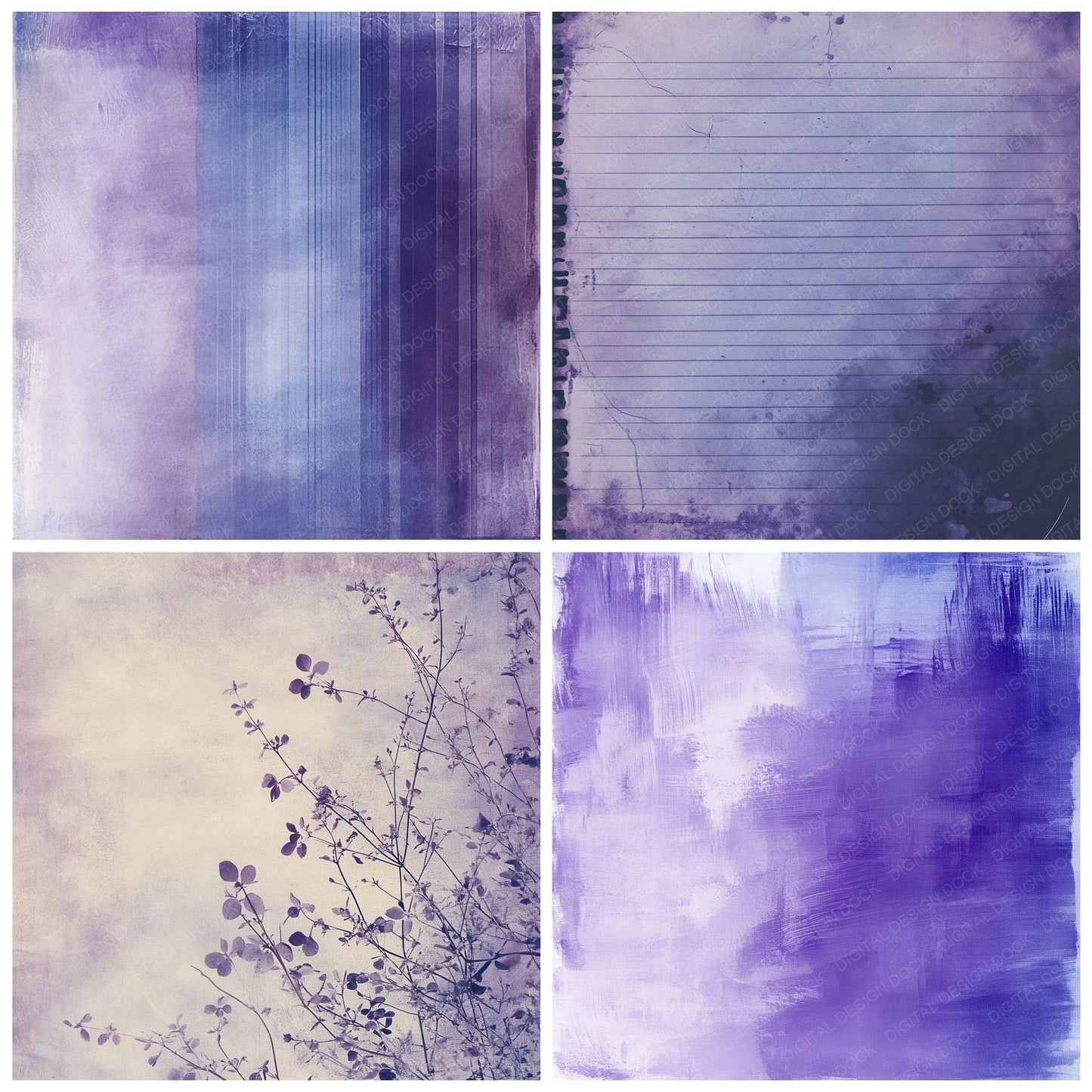 Periwinkle Blur Silhouette Digital Paper Pack (DDD002976)