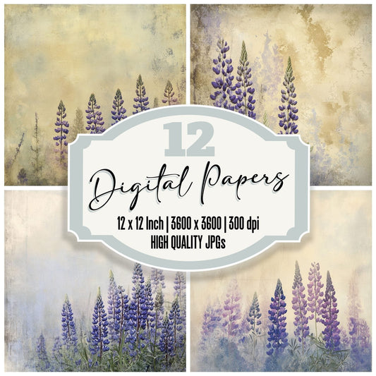 Petrichor Lupine Rain Digital Paper Pack (DDD002980)