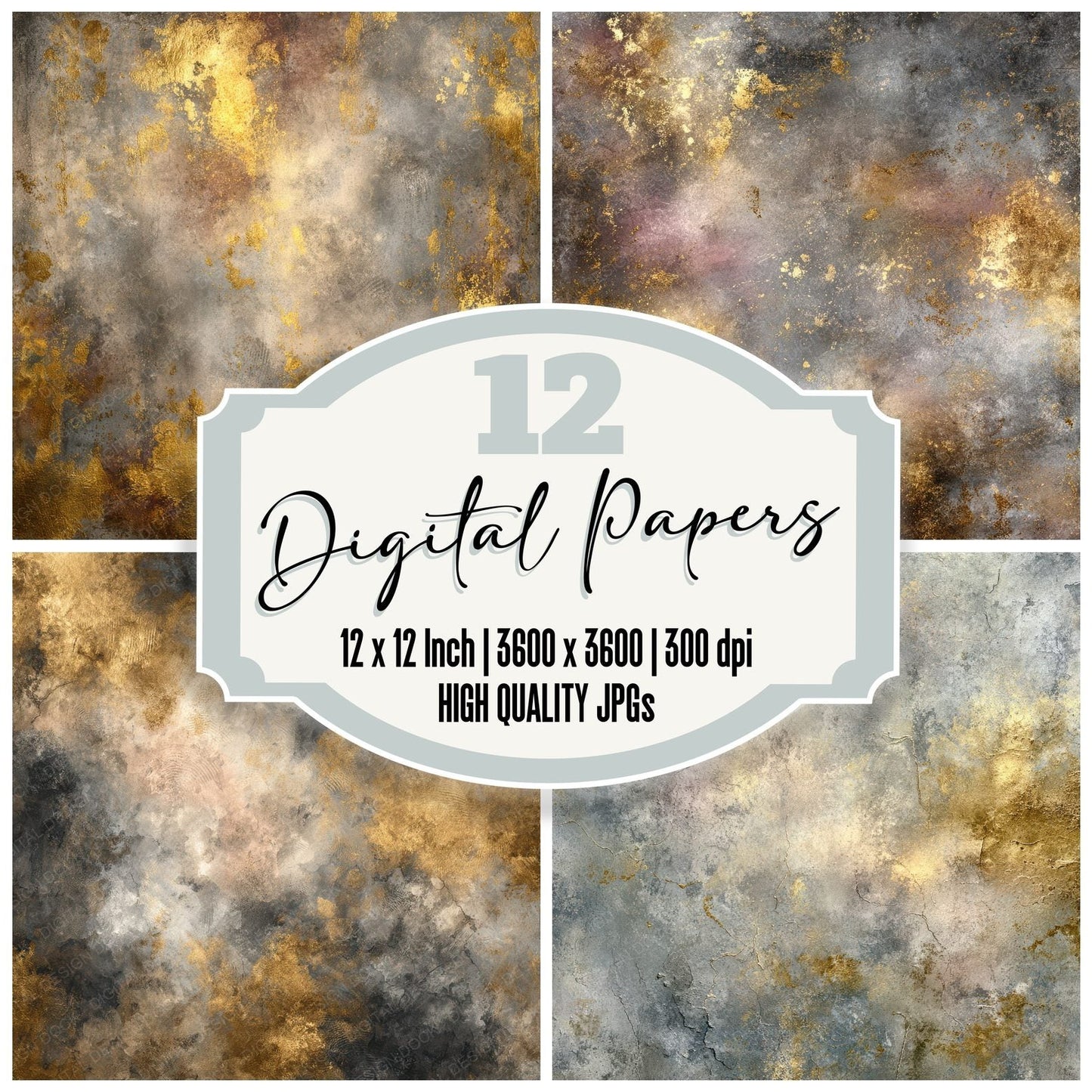 Pewter Brass Oxid Dust Digital Paper Pack (DDD002984)