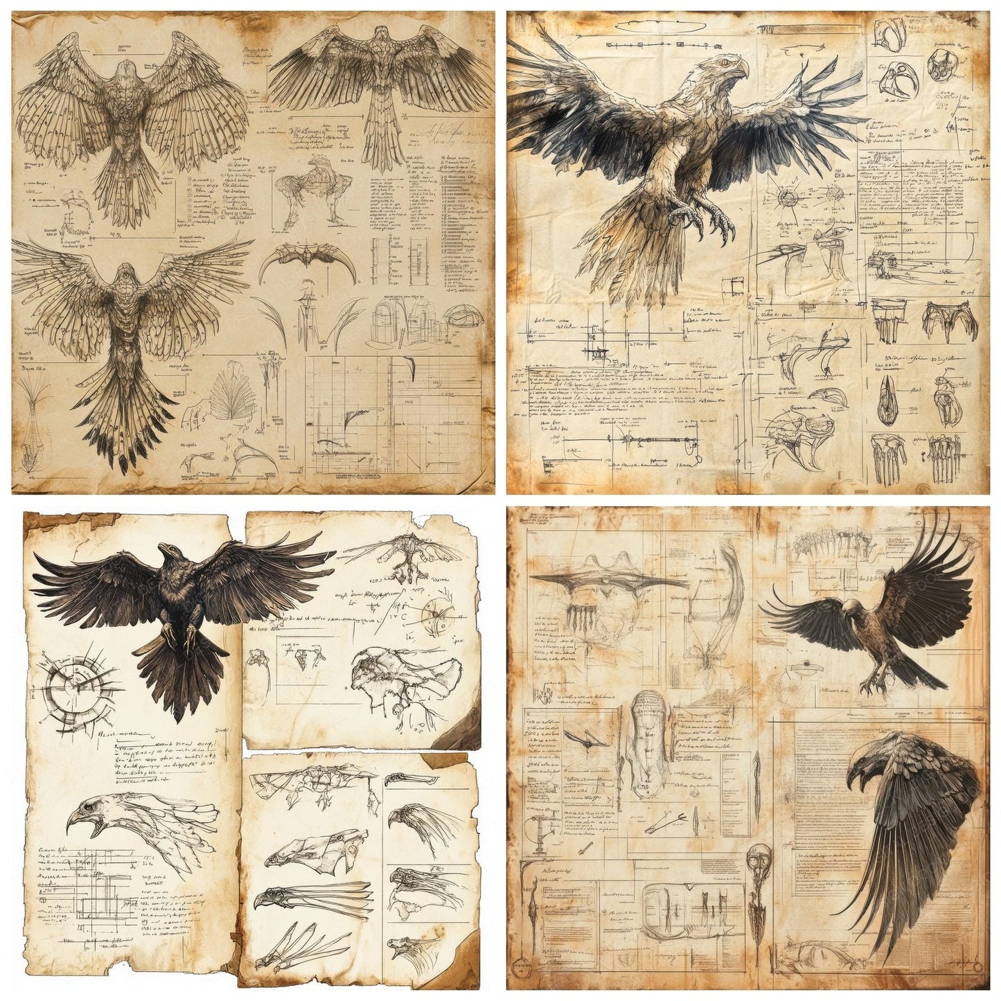 Phoenix Diagram Parchment Digital Paper Pack (DDD002986)