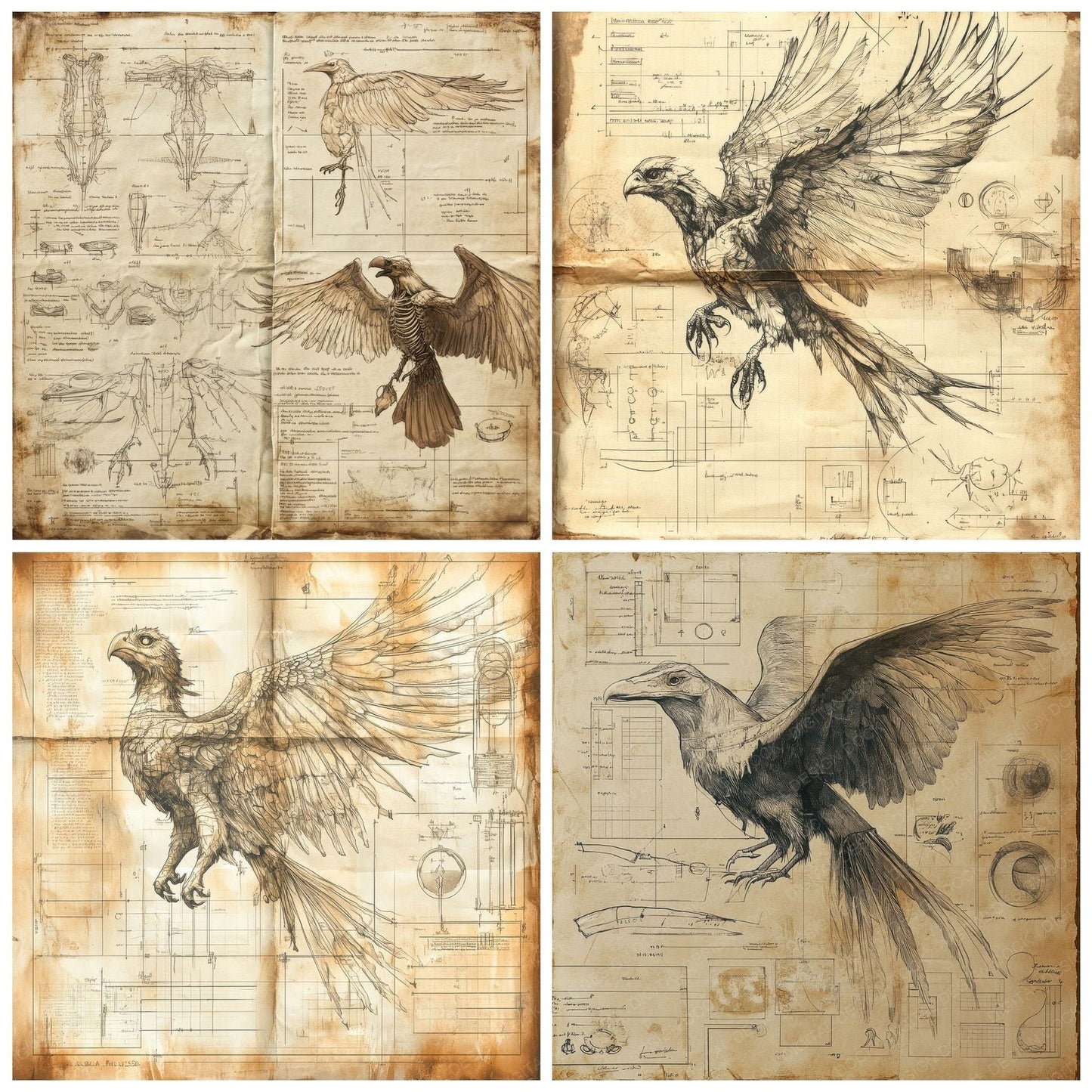 Phoenix Diagram Parchment Digital Paper Pack (DDD002986)