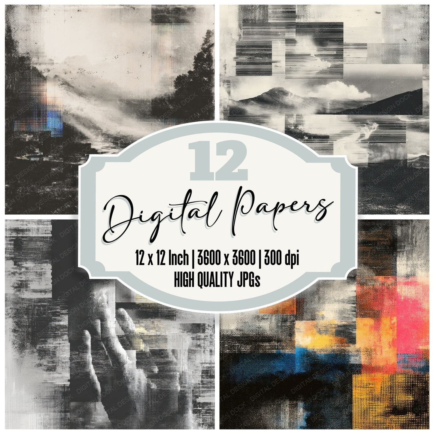 Photocopy Glitch Toner Band Shadow Digital Paper Pack (DDD002987)