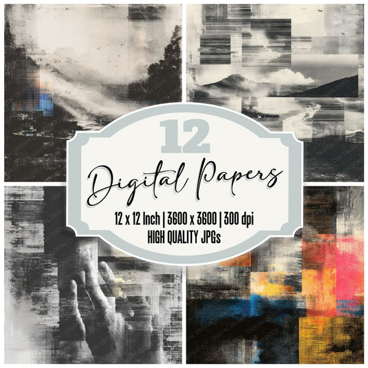 Photocopy Glitch Toner Band Shadow Digital Paper Pack (DDD002987)