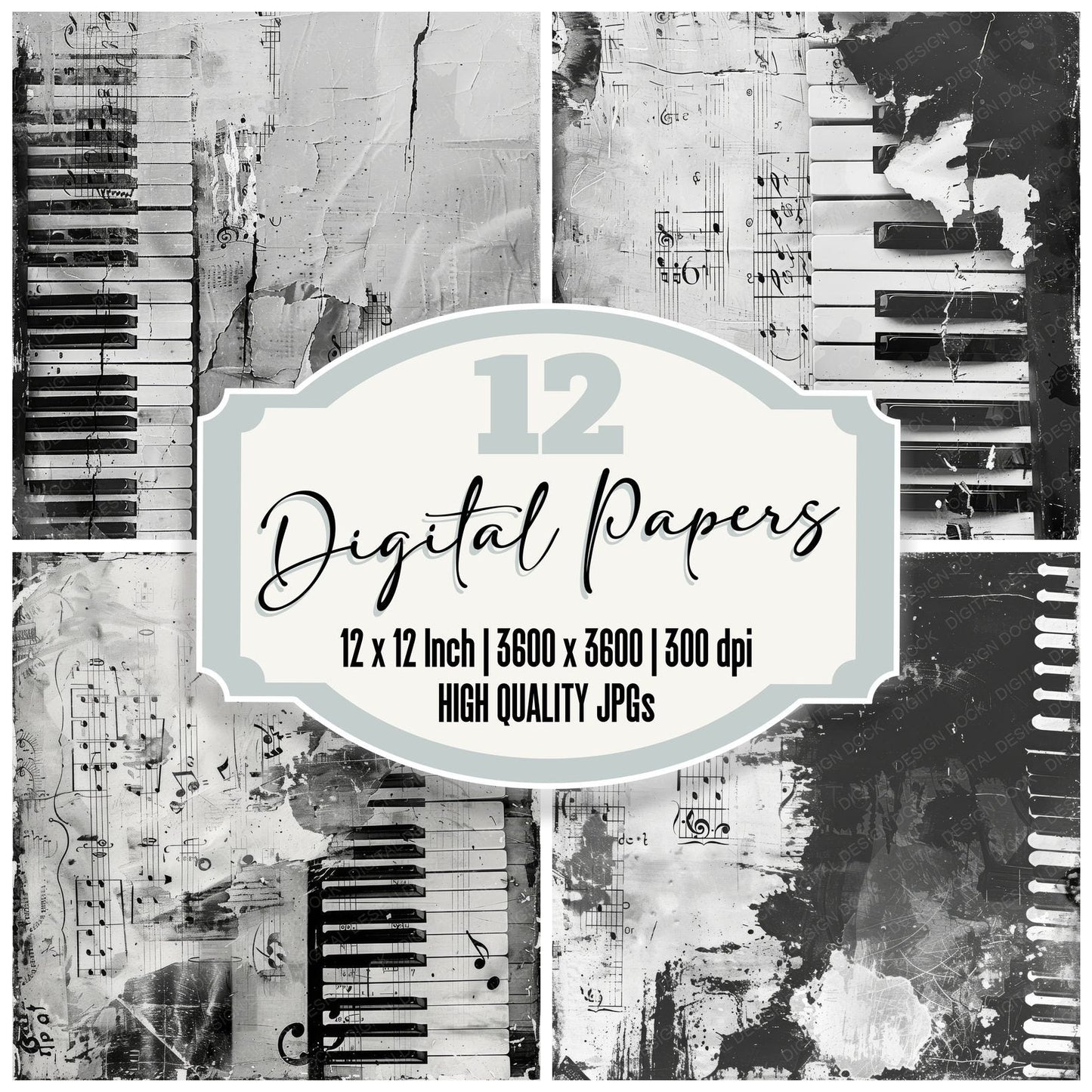 Piano Keys Music Digital Paper Pack (DDD002989)
