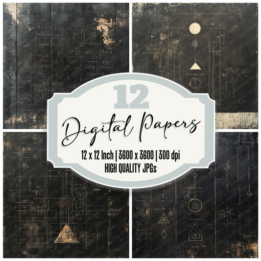 Pictograph Chalk Grid Digital Paper Pack (DDD002991)