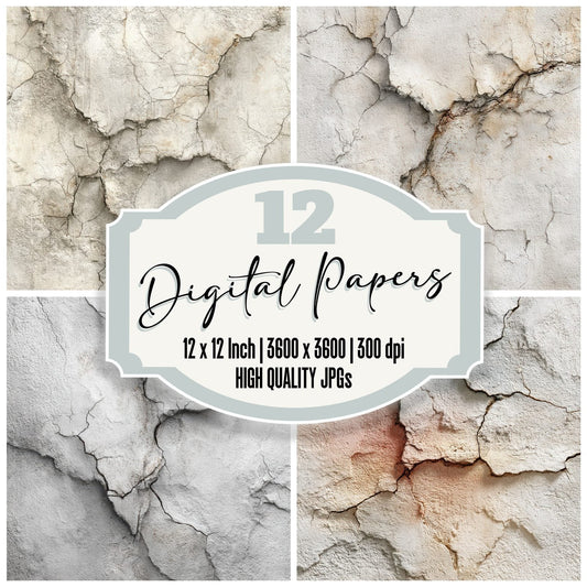 Plaster White Chalk Crack Matte Digital Paper Pack (DDD003024)