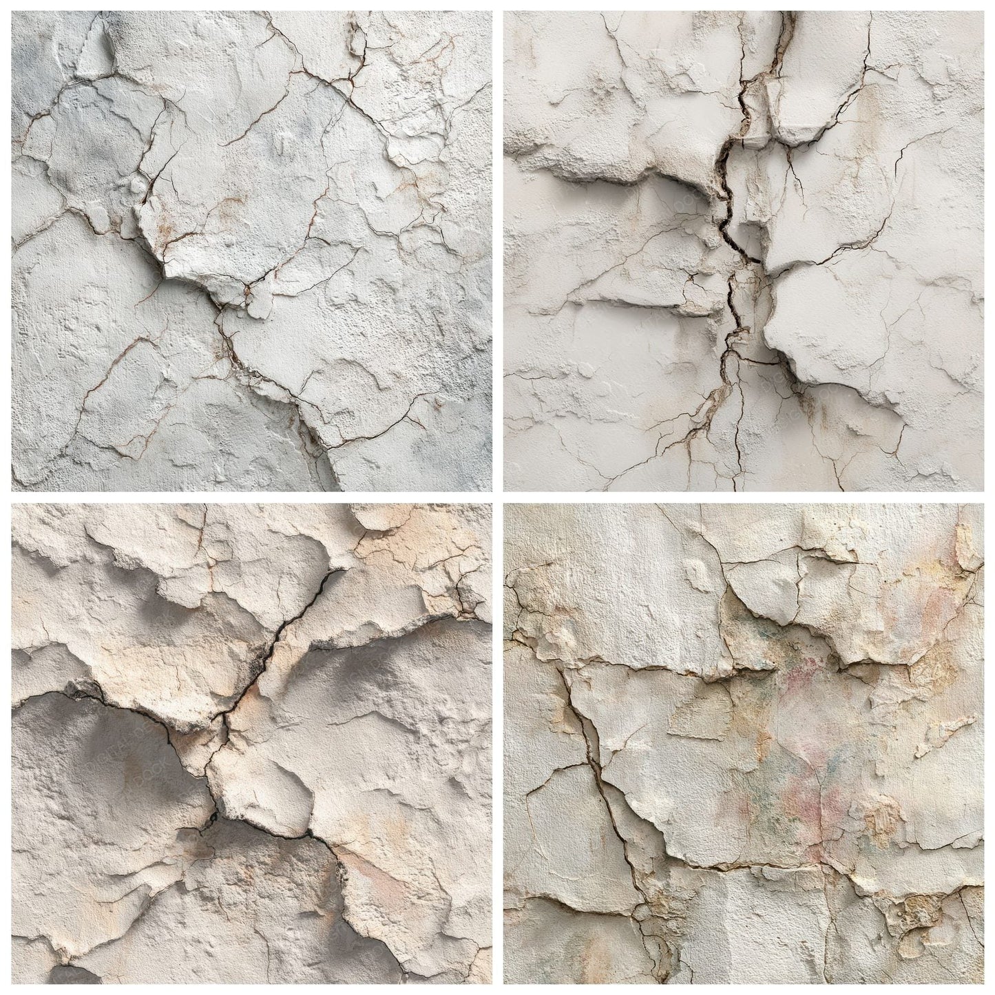Plaster White Chalk Crack Matte Digital Paper Pack (DDD003024)