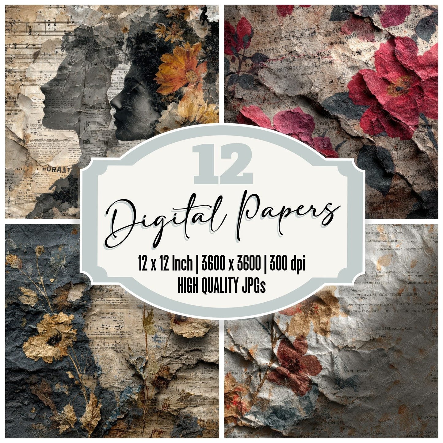 Playbill Music Crumple Bloom Digital Paper Pack (DDD003025)
