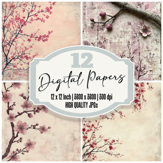 Plum Blossom Carve Digital Paper Pack (DDD003027)