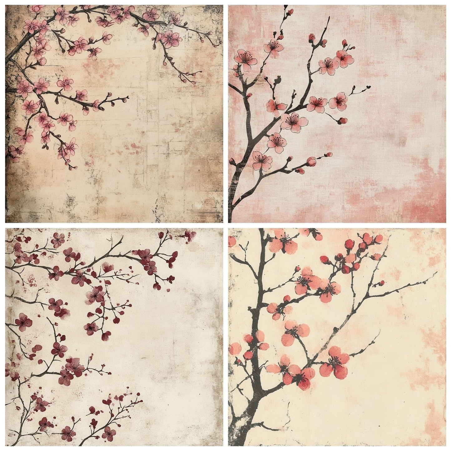 Plum Blossom Carve Digital Paper Pack (DDD003027)