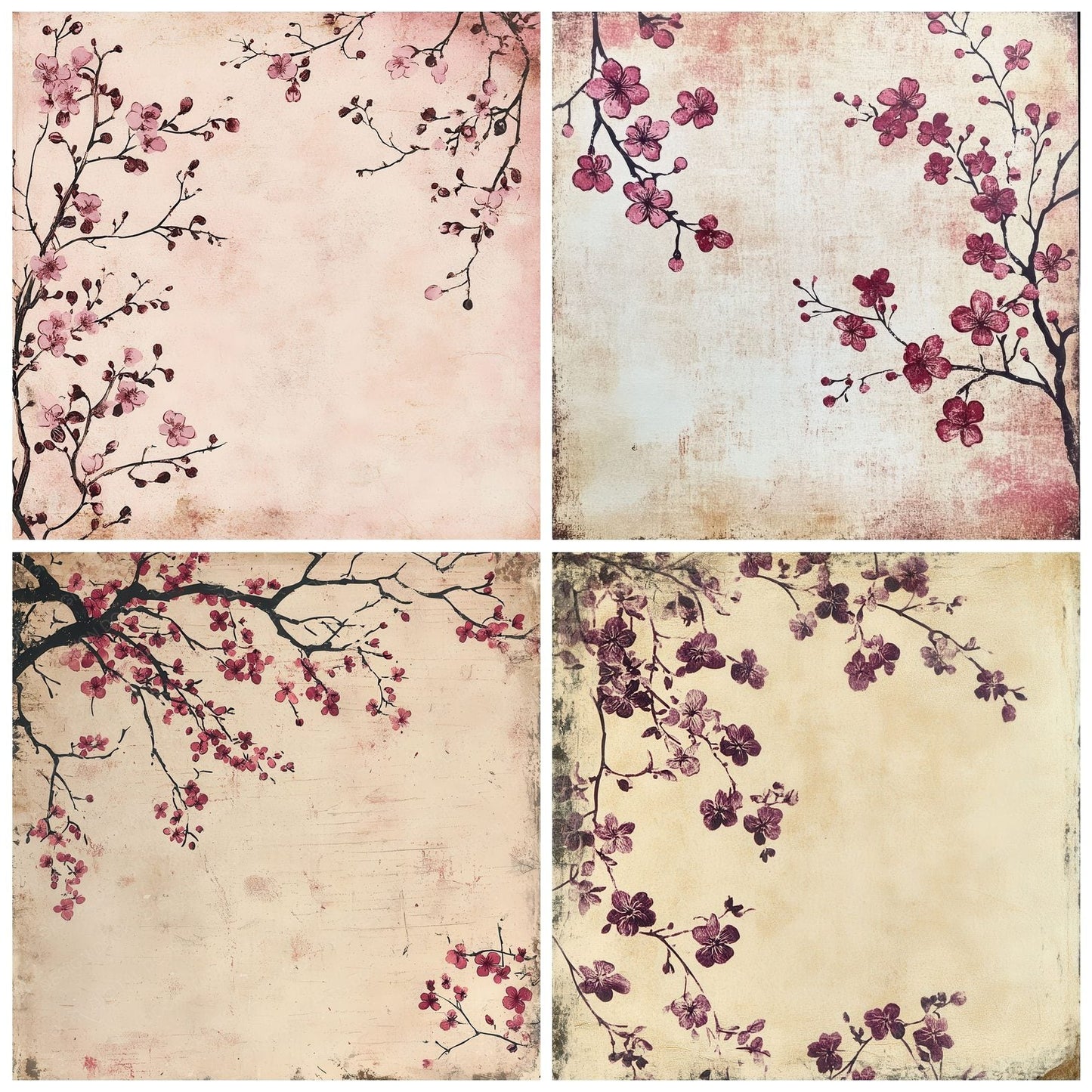 Plum Blossom Carve Digital Paper Pack (DDD003027)
