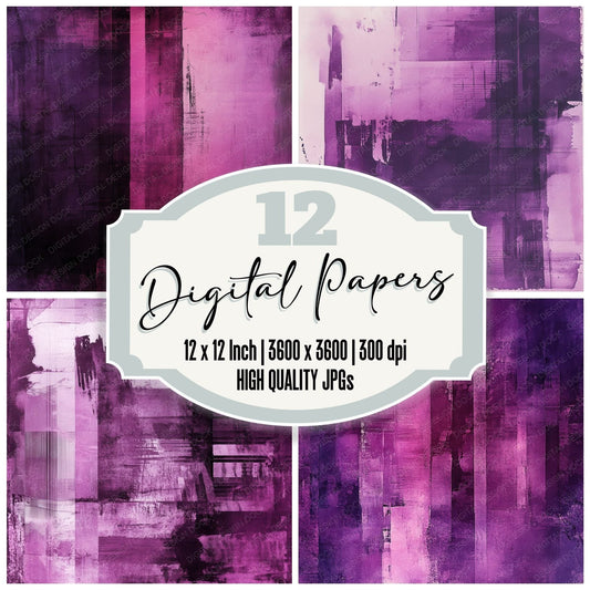 Plum Glitch Barcode Digital Paper Pack (DDD003028)