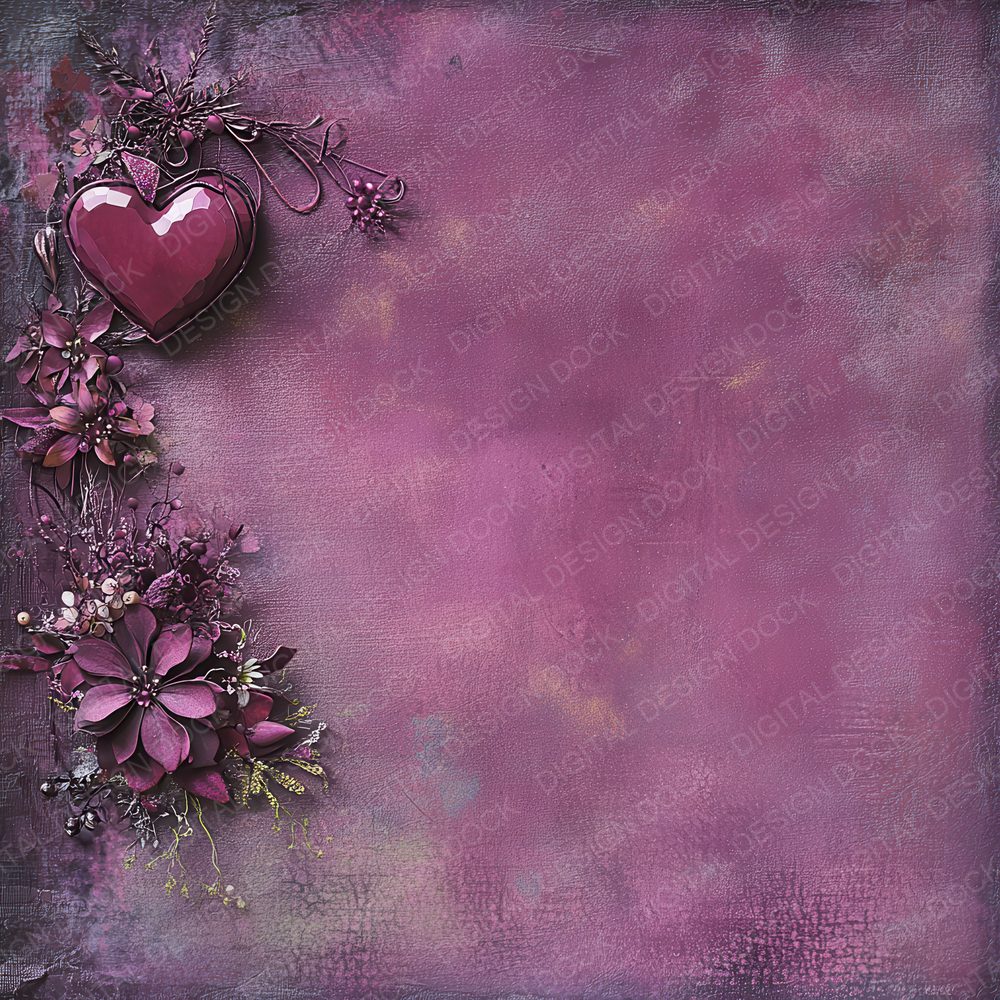 Plum Jewel Heart Fade Digital Paper Pack (DDD003030)