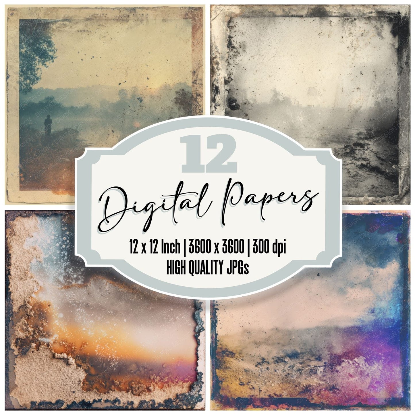 Polaroid Expired Bloom Frame Smudge Digital Paper Pack (DDD003037)