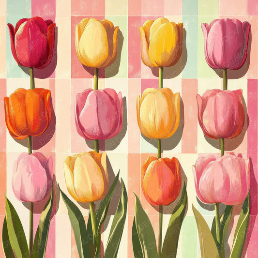 Pop Tulip Checkers Digital Paper Pack (DDD003046)