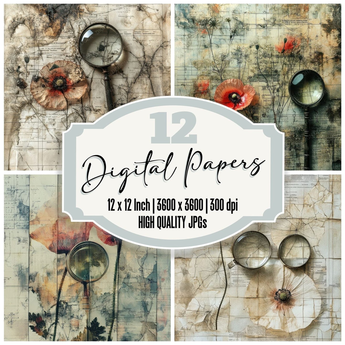 Poppy Lens Glass Digital Paper Pack (DDD003049)