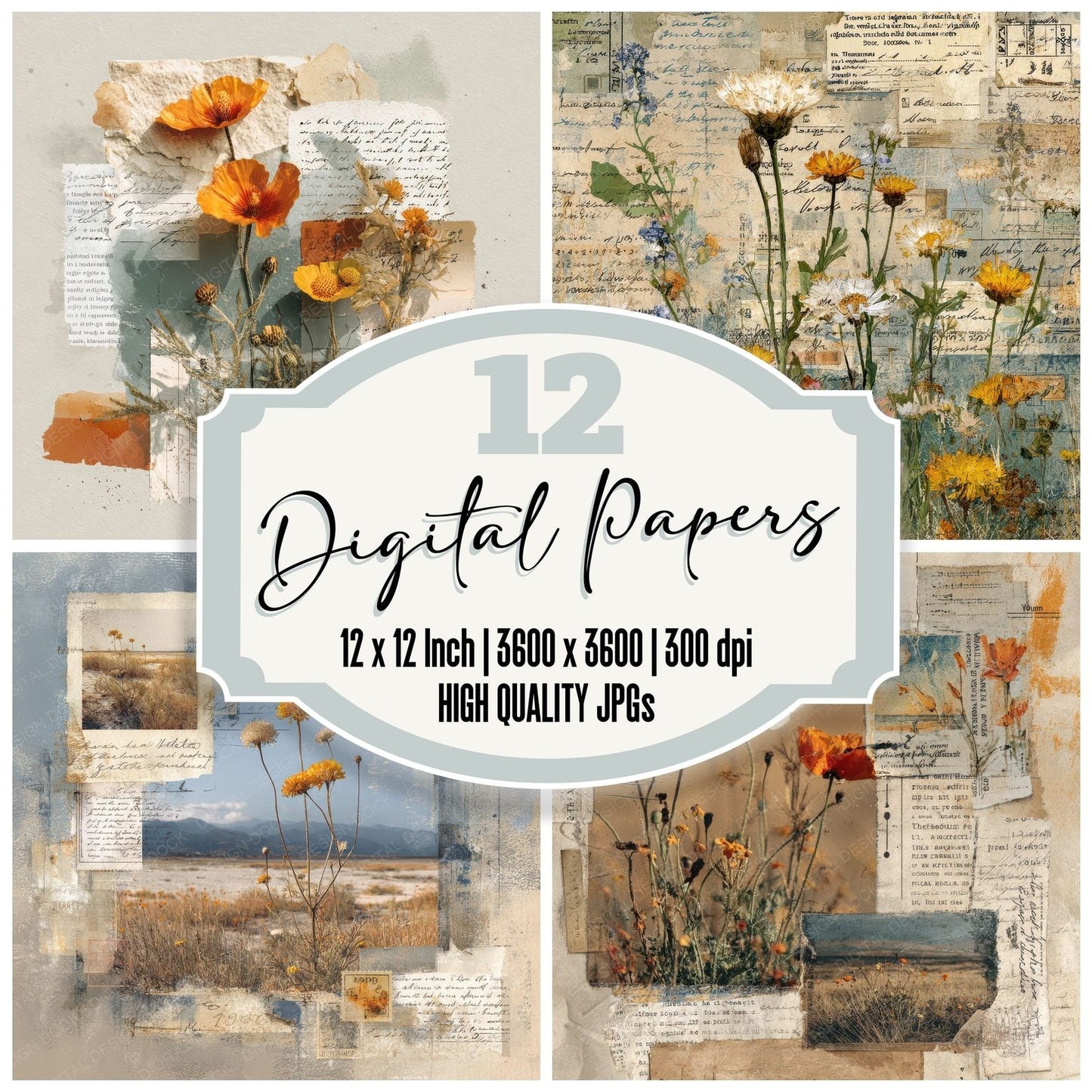 Postcard Photo Bloom Fade Digital Paper Pack (DDD003054)