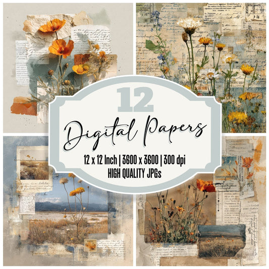 Postcard Photo Bloom Fade Digital Paper Pack (DDD003054)