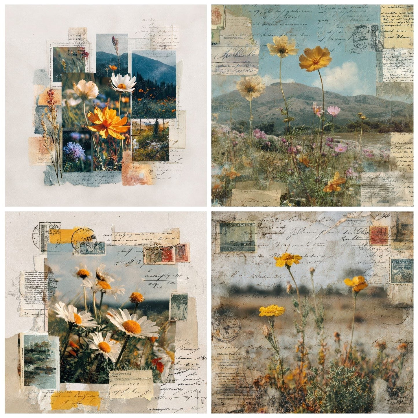 Postcard Photo Bloom Fade Digital Paper Pack (DDD003054)