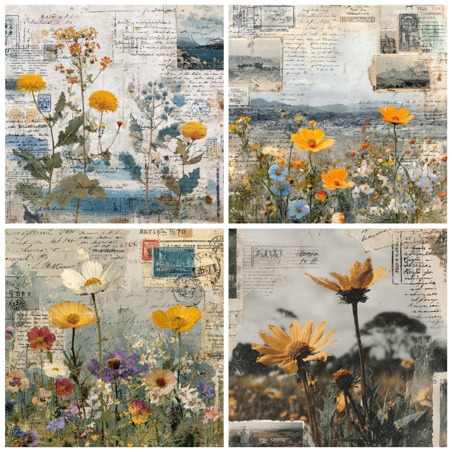Postcard Photo Bloom Fade Digital Paper Pack (DDD003054)