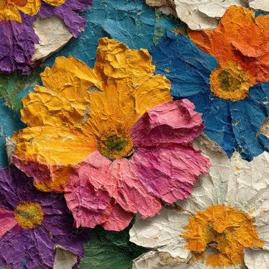 Poster Floral Tear Collage Digital Paper Pack (DDD003056)
