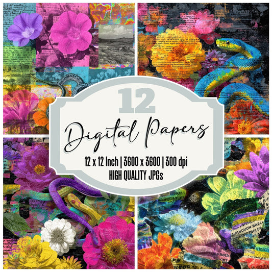 Prayer Snake Glitch Bloom Digital Paper Pack (DDD003064)