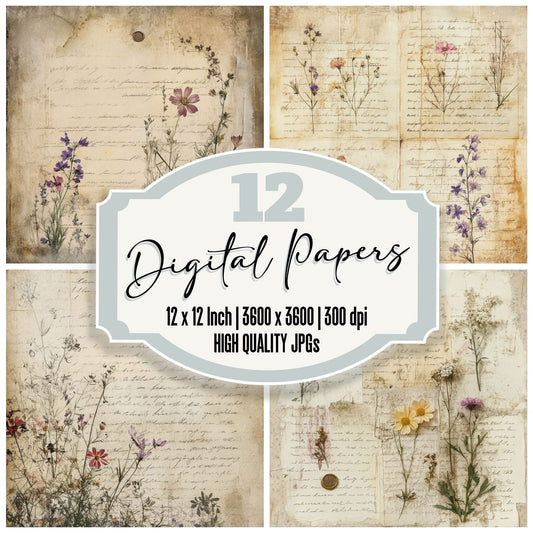 Pressed Blooms Letters Digital Paper Pack (DDD003065)