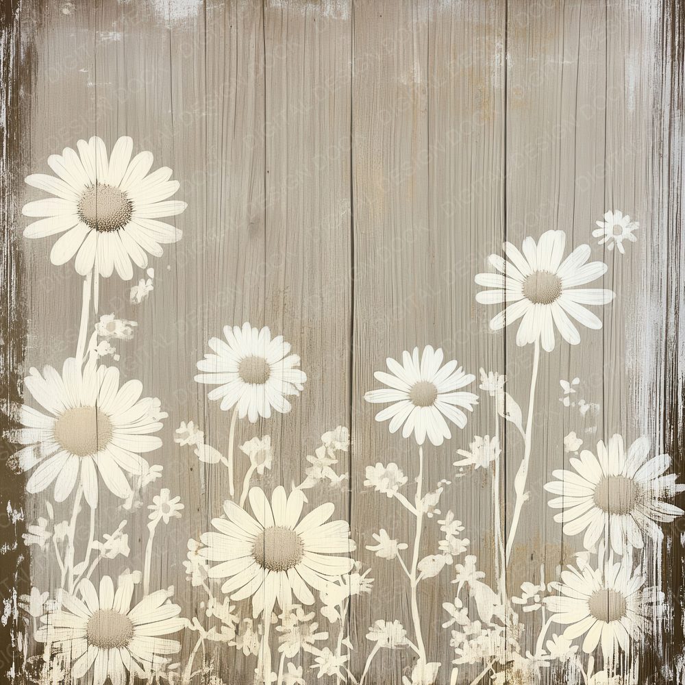 Pressed Daisy Wood Digital Paper Pack (DDD003067)