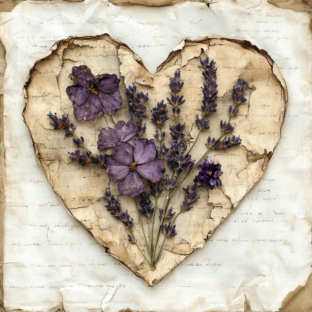 Pressed Floral Heart Digital Paper Pack (DDD003069)