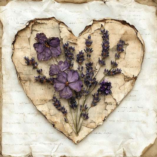 Pressed Floral Heart Digital Paper Pack (DDD003069)