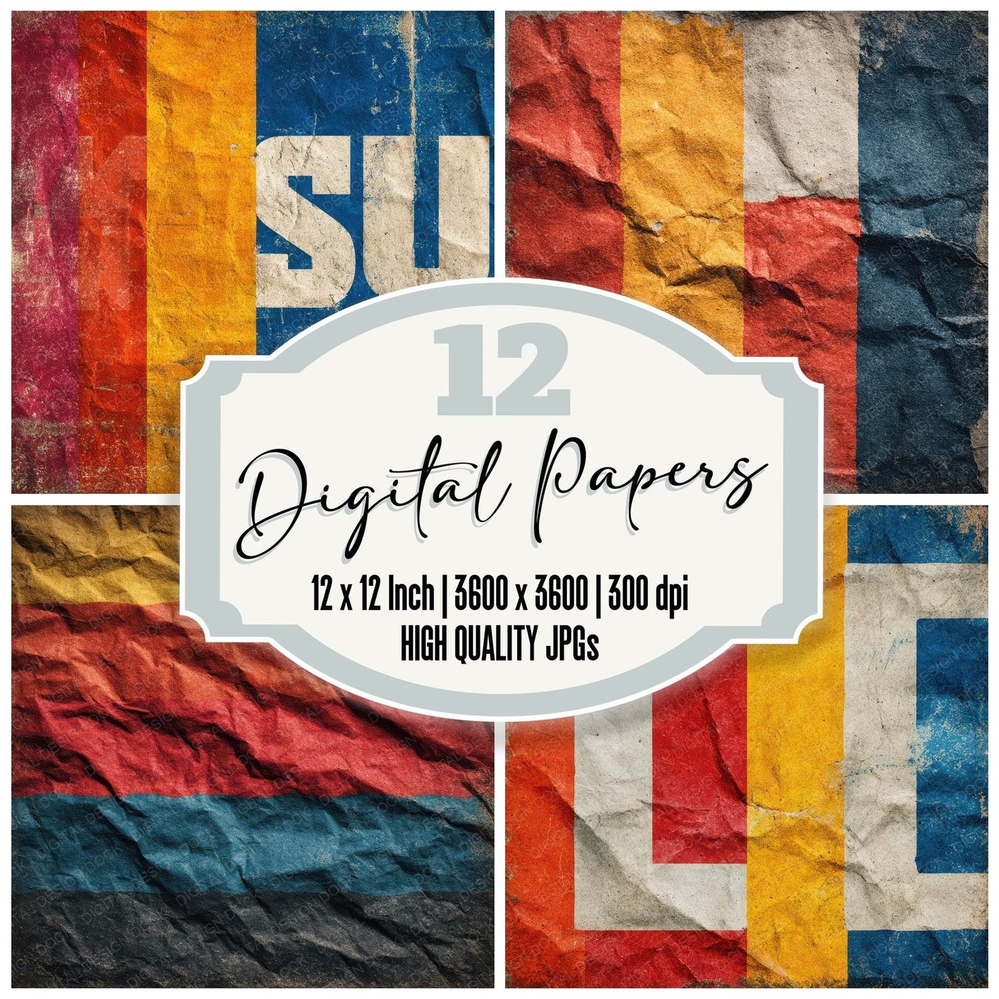 Propaganda Block Type Colour Digital Paper Pack (DDD003081)