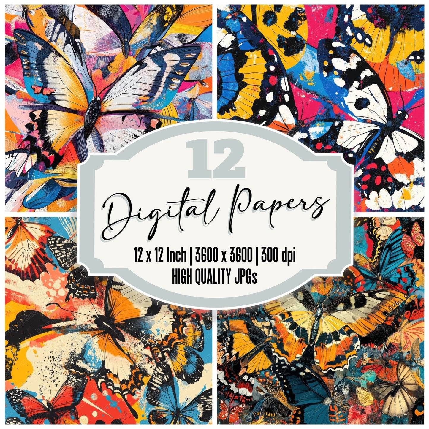 Psychedelic Butterfly Wing Digital Paper Pack (DDD003085)