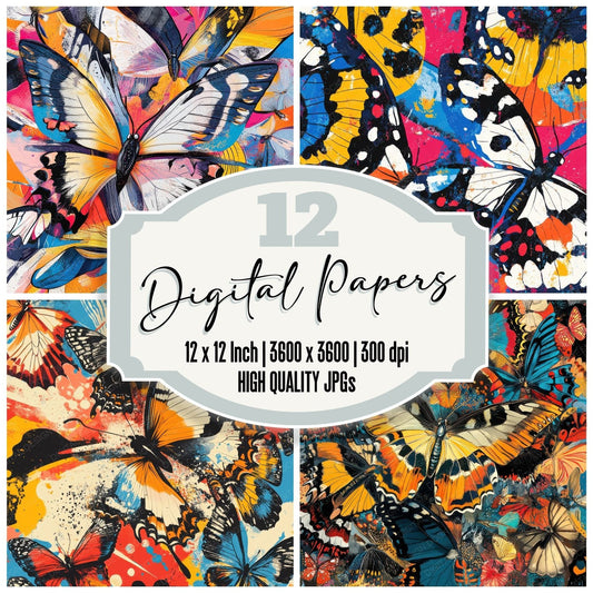 Psychedelic Butterfly Wing Digital Paper Pack (DDD003085)
