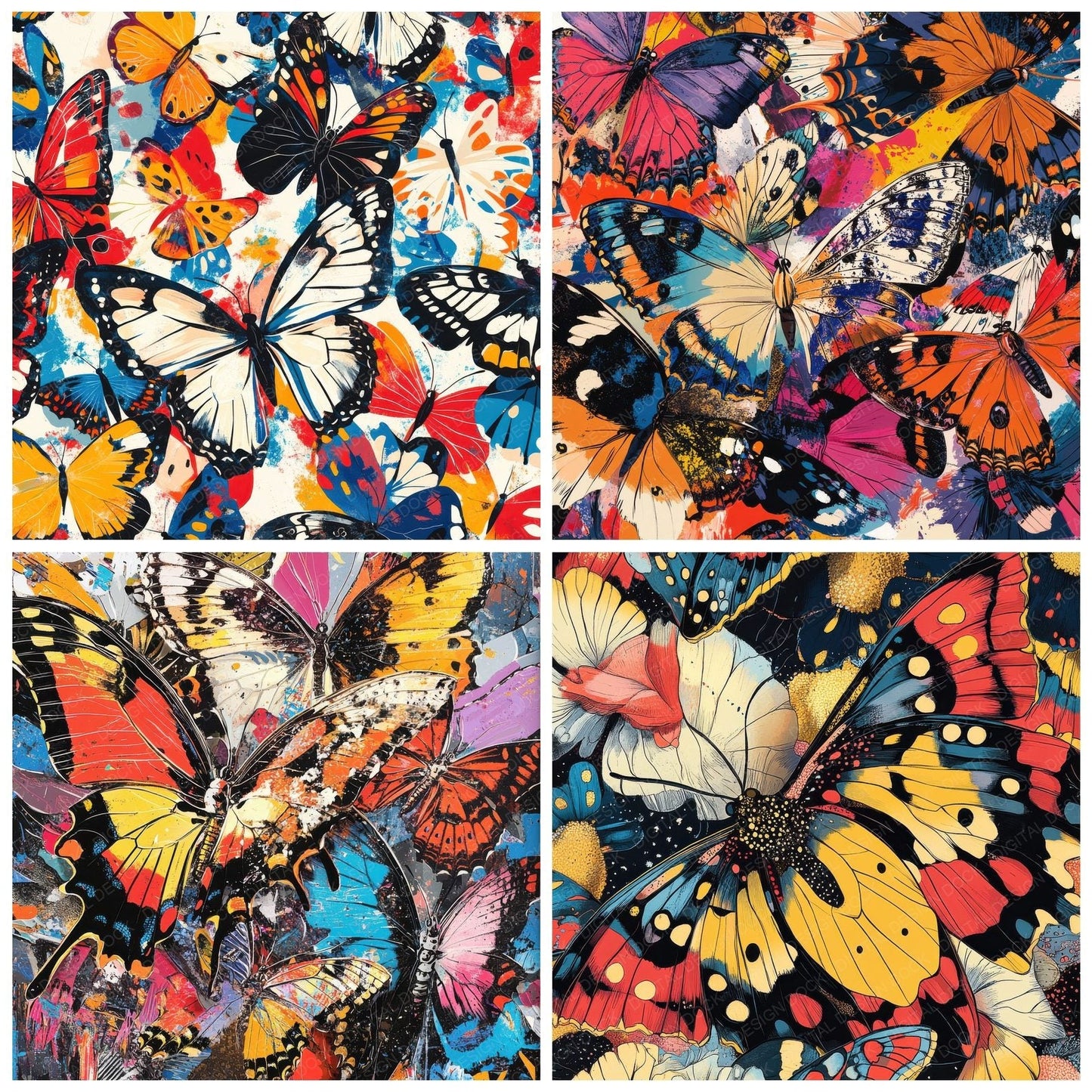 Psychedelic Butterfly Wing Digital Paper Pack (DDD003085)