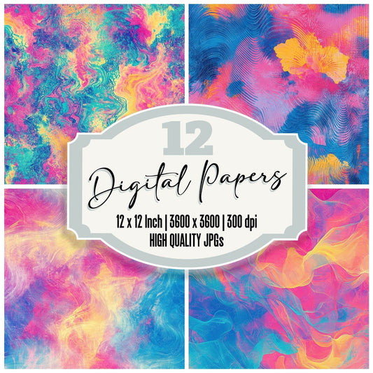 Psychedelic Swirl Waves Digital Paper Pack (DDD003092)