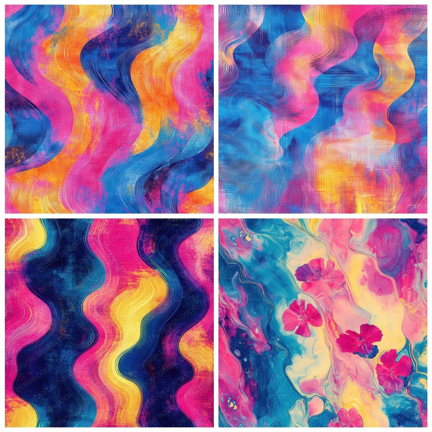 Psychedelic Swirl Waves Digital Paper Pack (DDD003092)