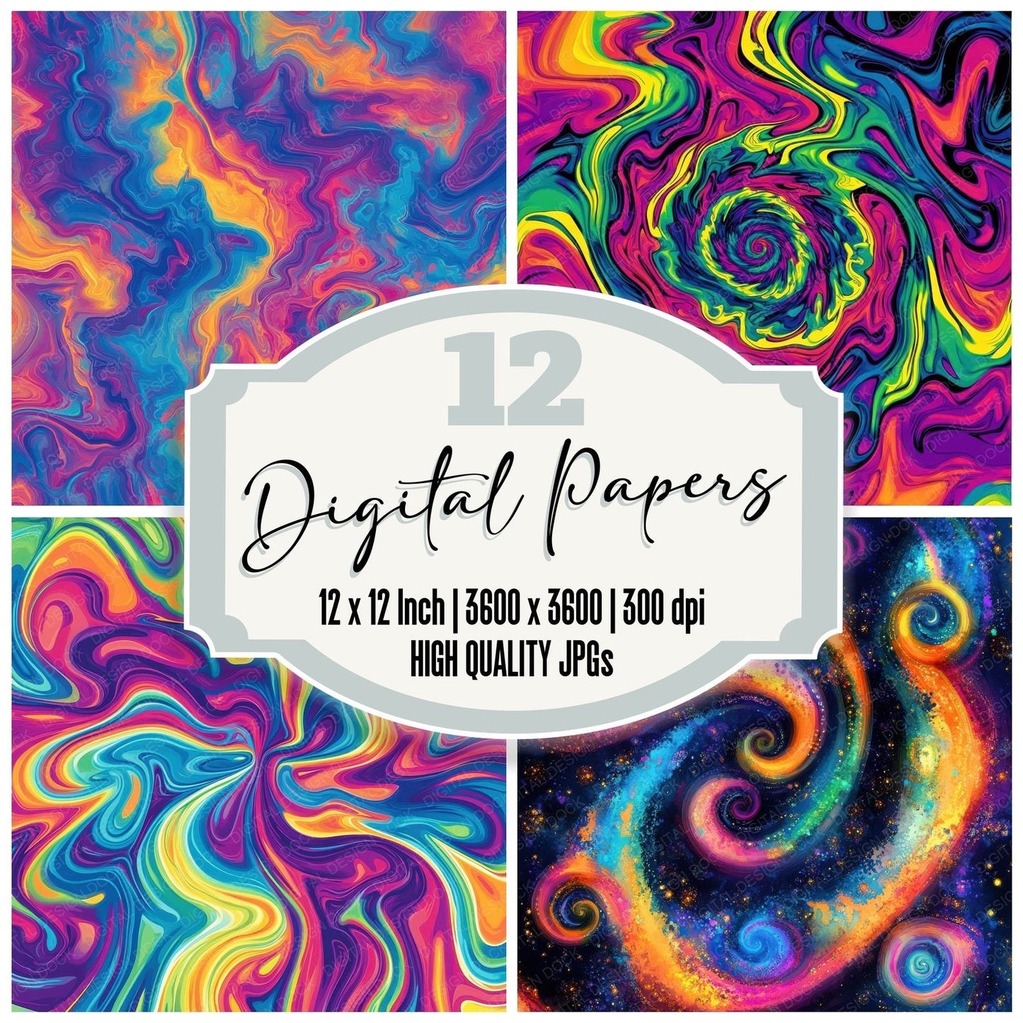 Psychedelic Swirls Digital Paper Pack (DDD003093)