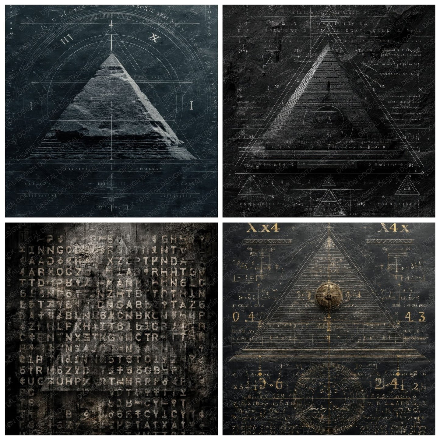 Pyramid Symbolic Grid Digital Paper Pack (DDD003105)