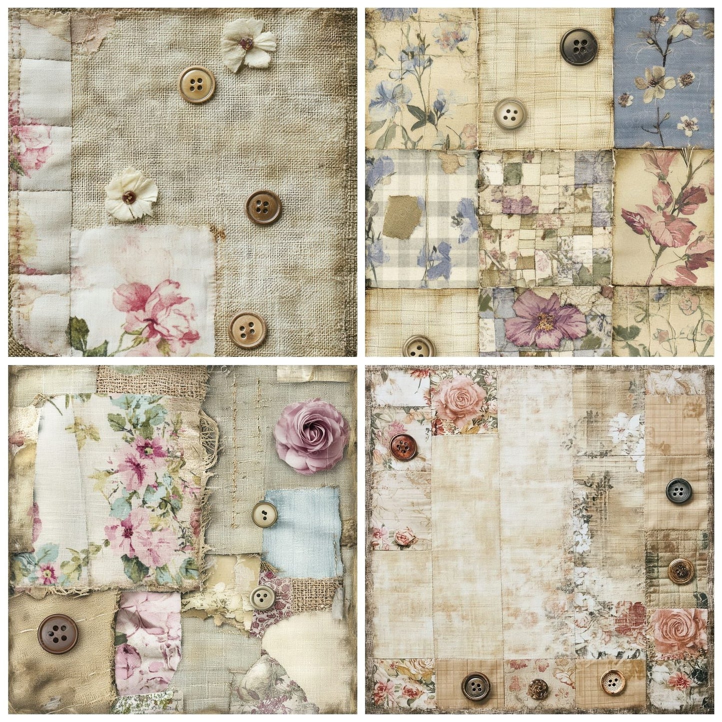 Quilted Floral Fabric Digital Paper Digital Paper Pack (DDD003113)