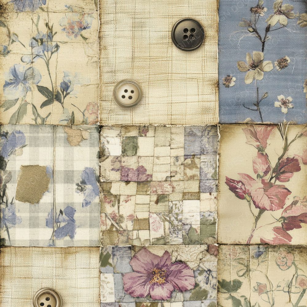 Quilted Floral Fabric Digital Paper Digital Paper Pack (DDD003113)