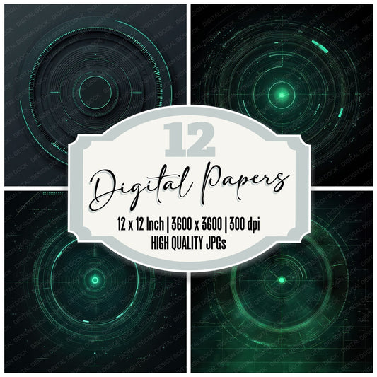 Radar HUD Overlay Digital Paper Pack (DDD003117)