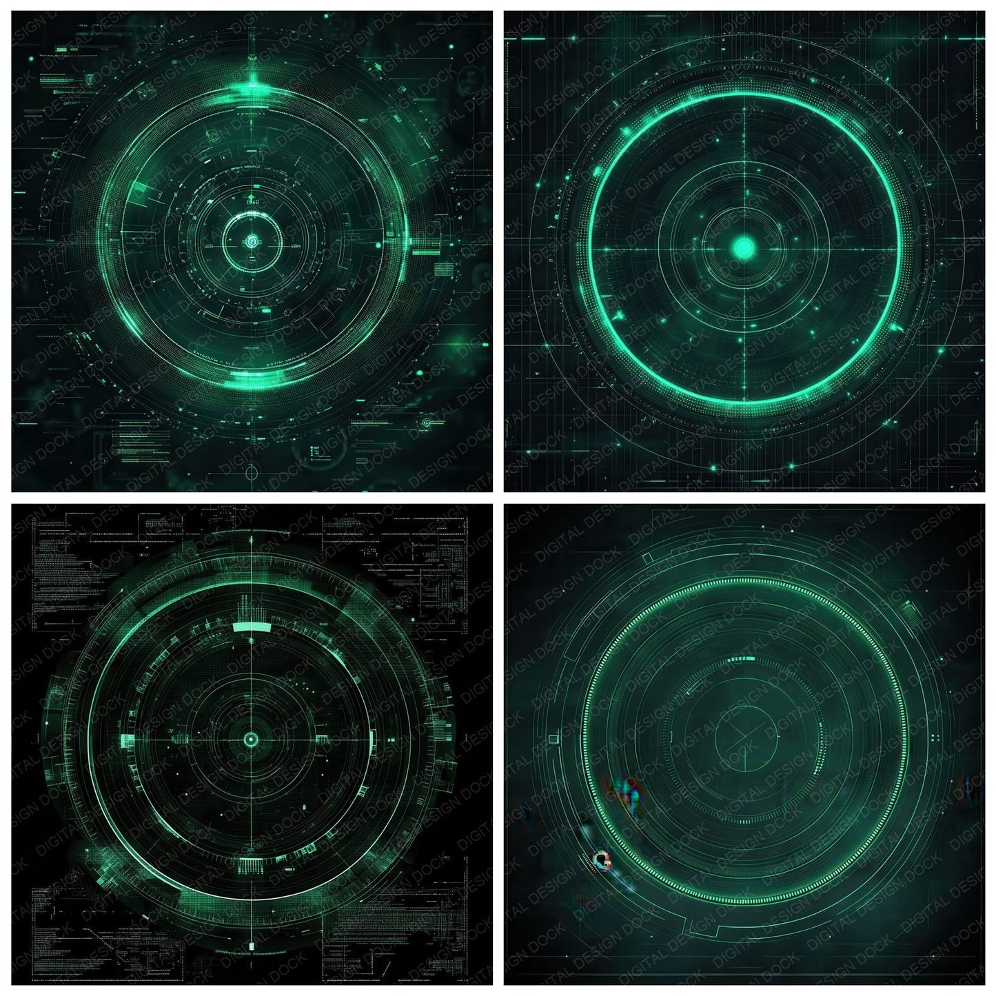 Radar HUD Overlay Digital Paper Pack (DDD003117)