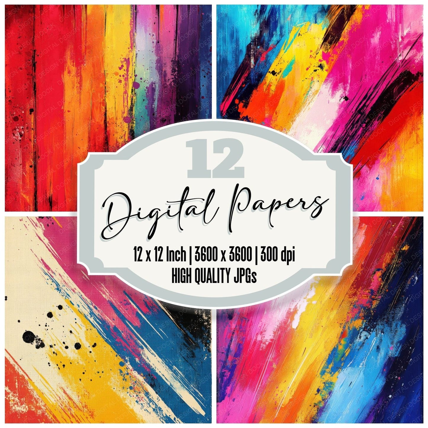 Rainbow Brush Scatter Digital Paper Pack (DDD003133)
