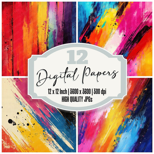 Rainbow Brush Scatter Digital Paper Pack (DDD003133)