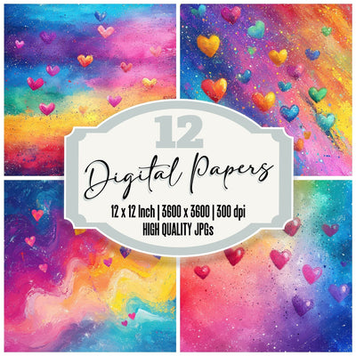 Rainbow Confetti Love Digital Paper Pack (DDD003134)