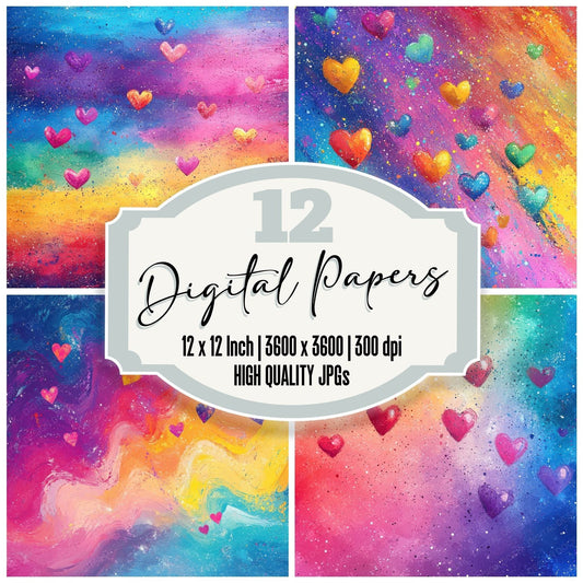 Rainbow Confetti Love Digital Paper Pack (DDD003134)