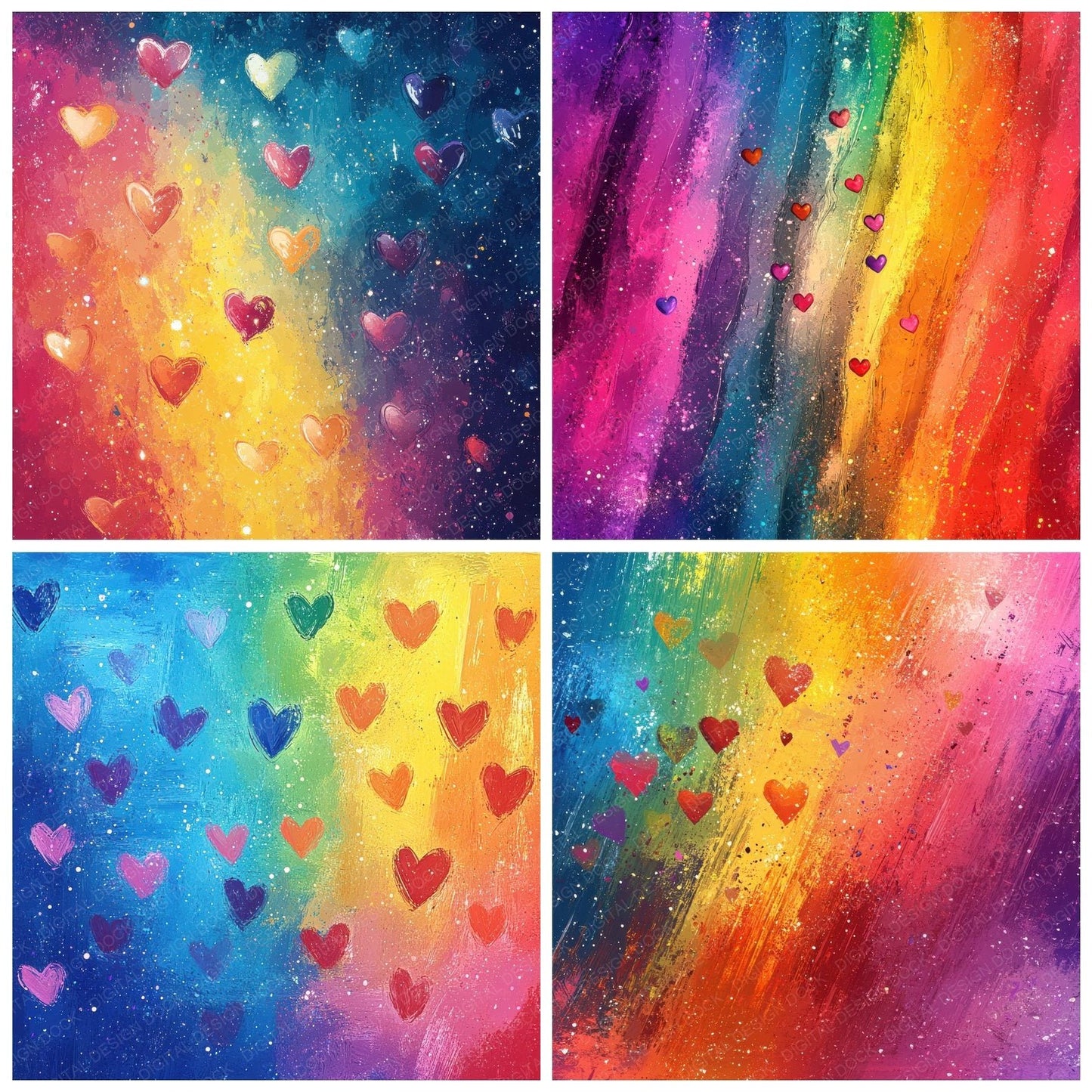 Rainbow Confetti Love Digital Paper Pack (DDD003134)