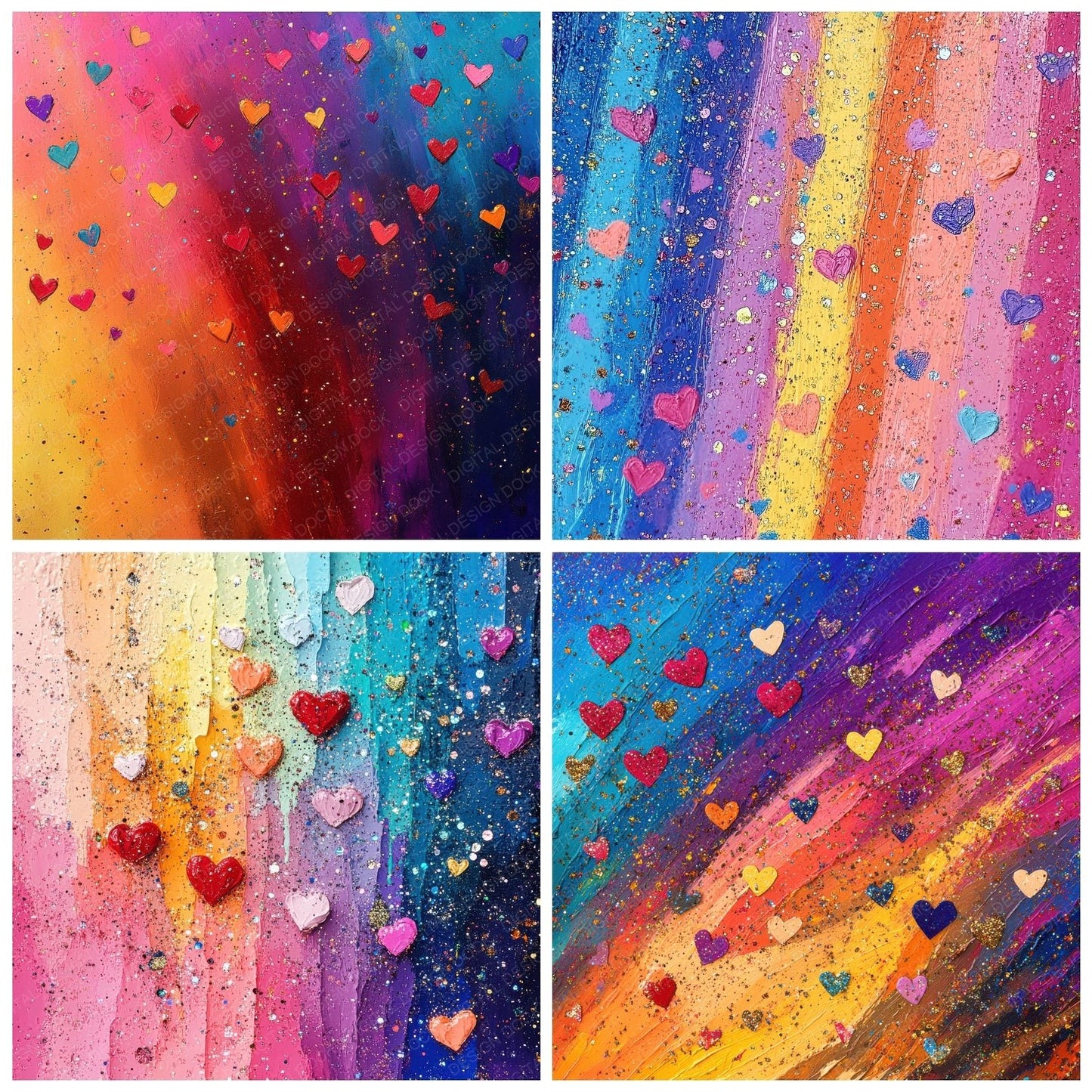 Rainbow Confetti Love Digital Paper Pack (DDD003134)