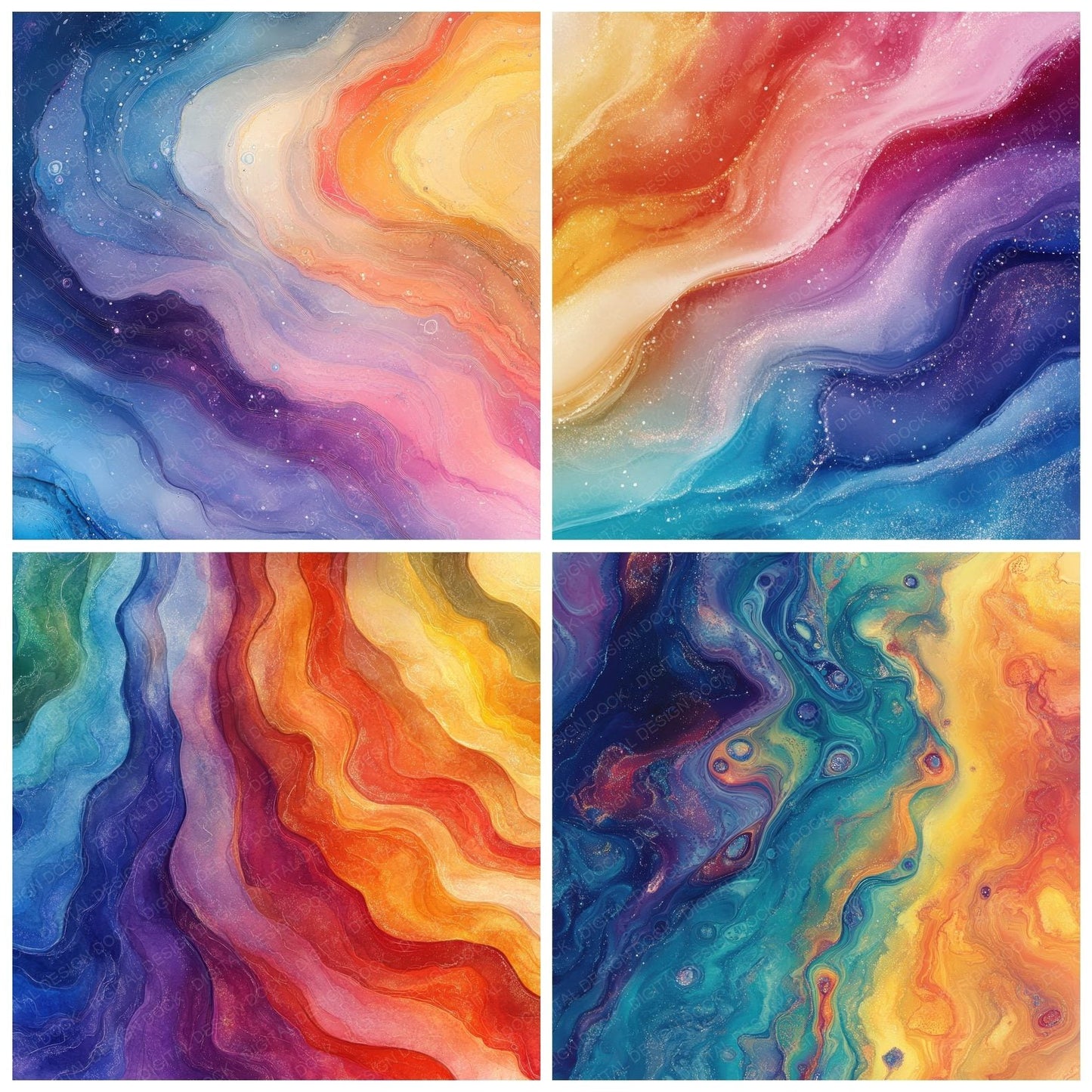 Rainbow Ink Drift Digital Paper Pack (DDD003147)