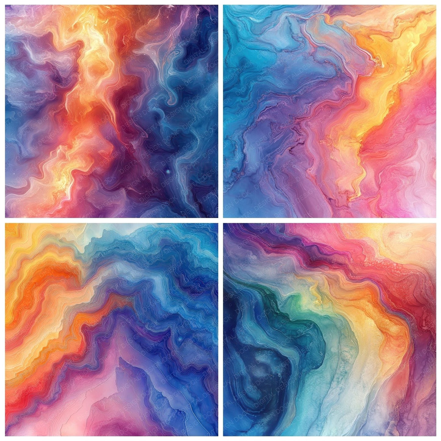 Rainbow Ink Drift Digital Paper Pack (DDD003147)